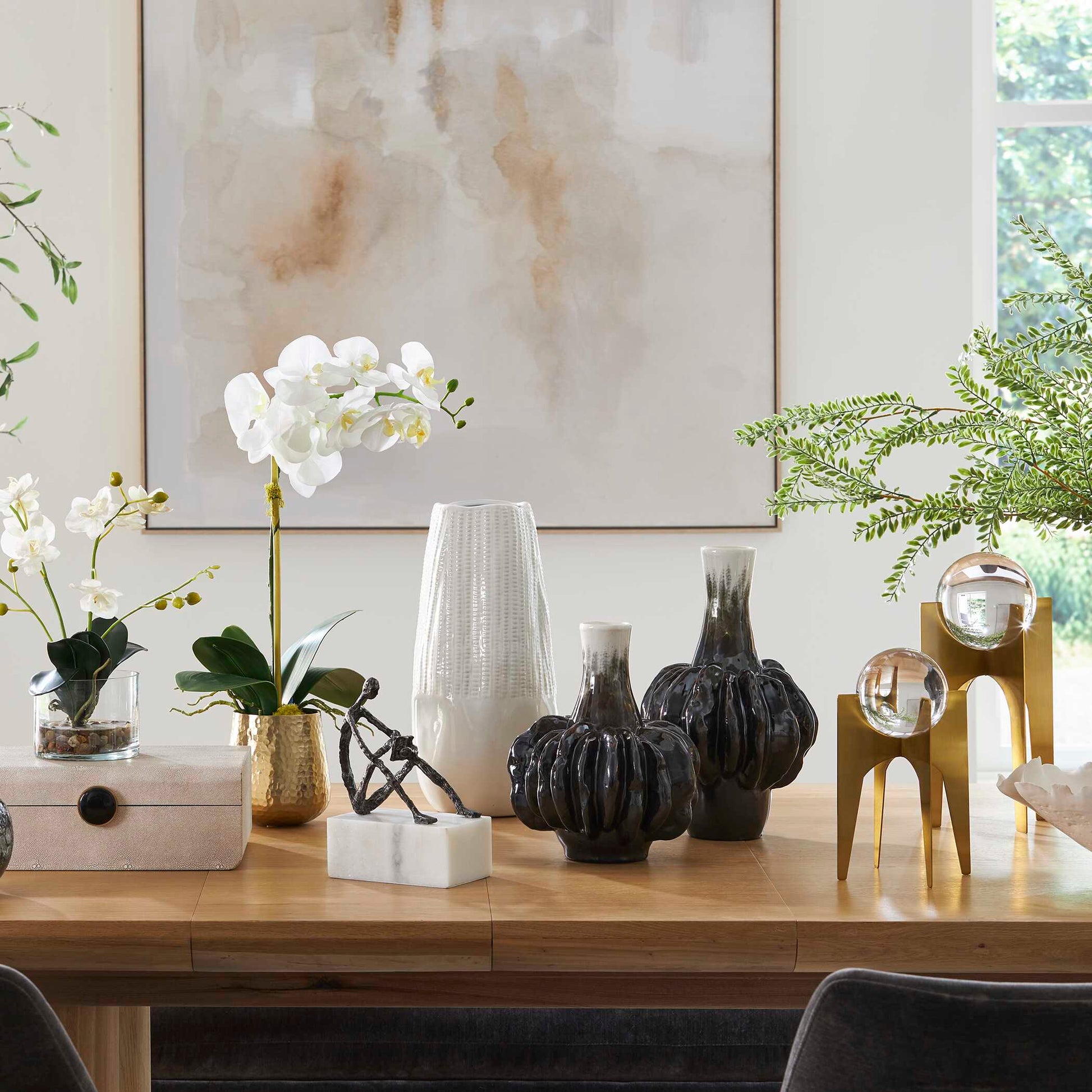 Uttermost Umbrian White & Brown Gourd Vases Set/2