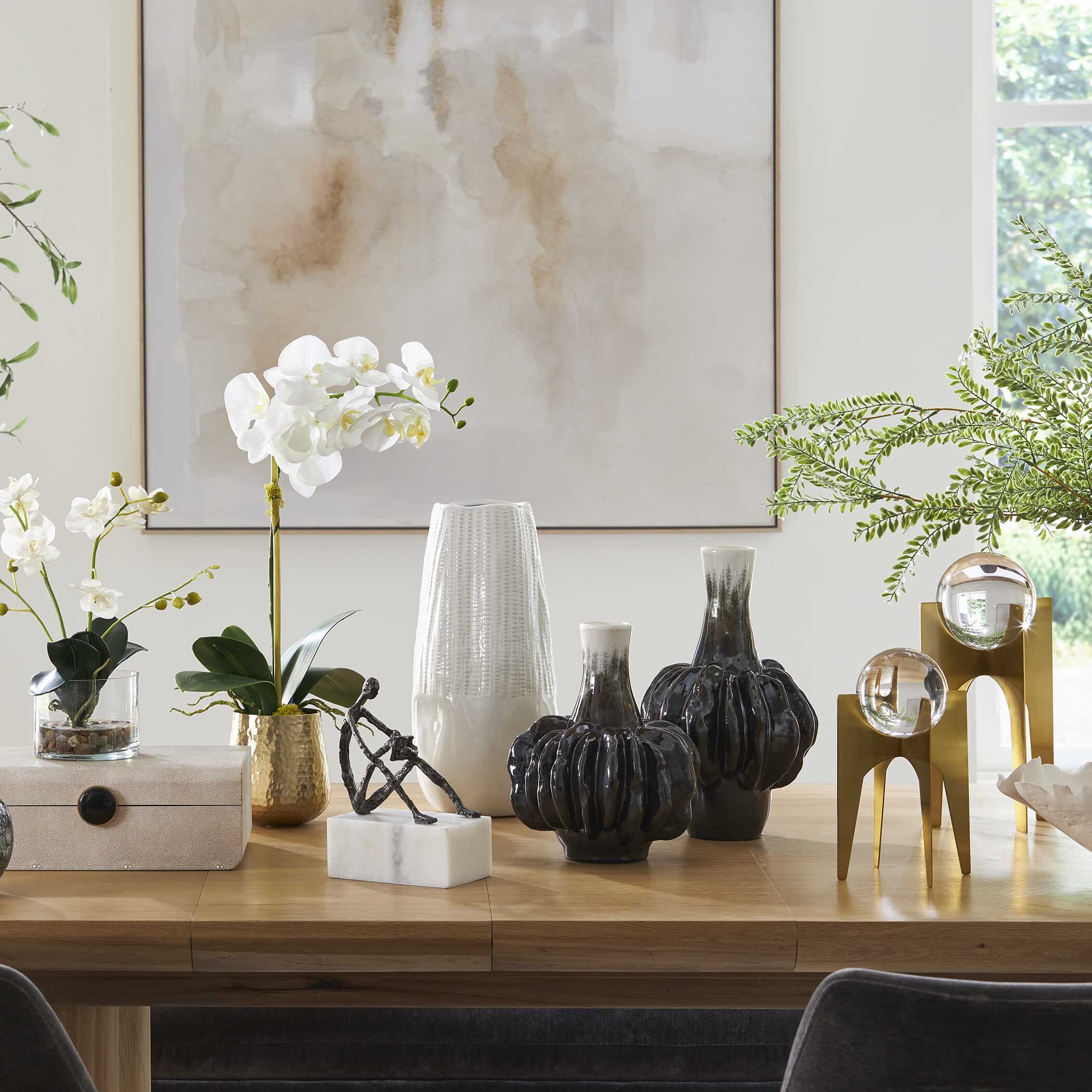 Uttermost Umbrian White & Brown Gourd Vases Set/2