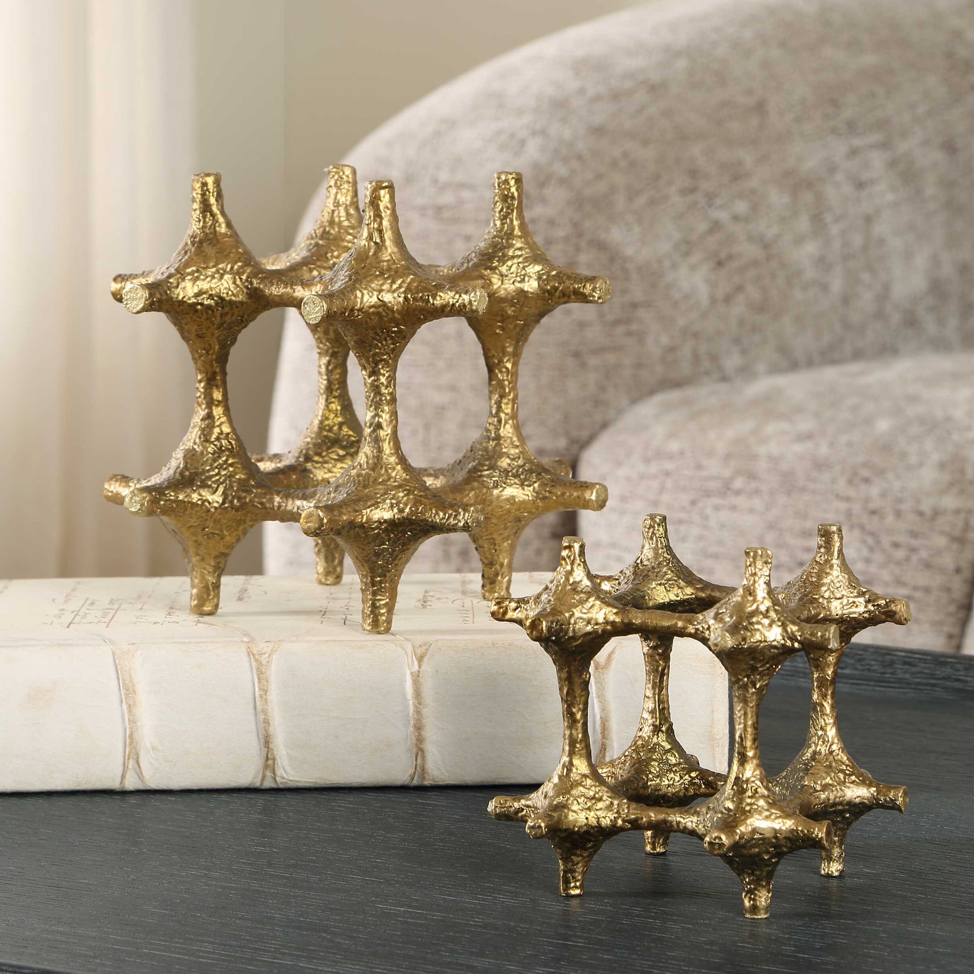 Uttermost Gilded Connection Modern Sculptures Set/2