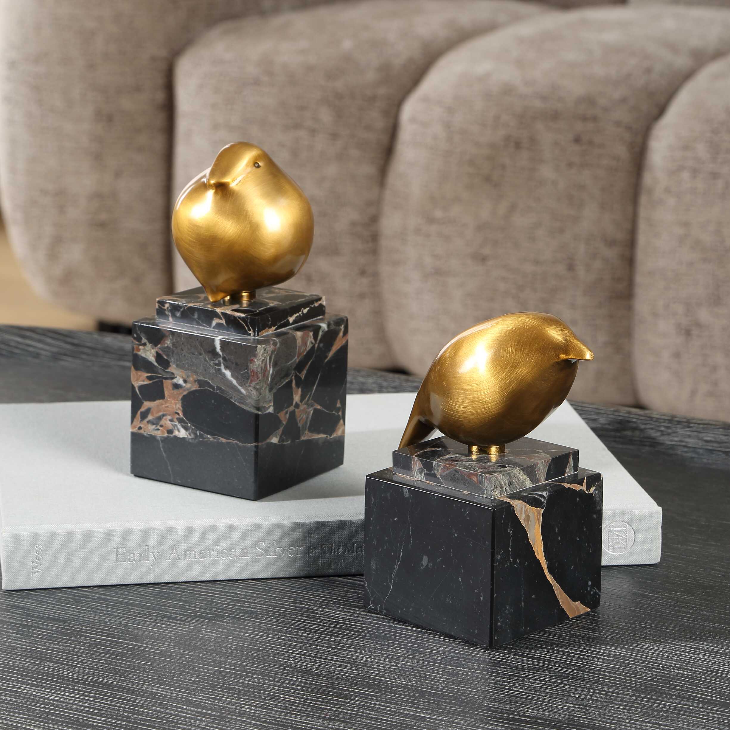 Uttermost Golden Finch Bird Figurines Set/2