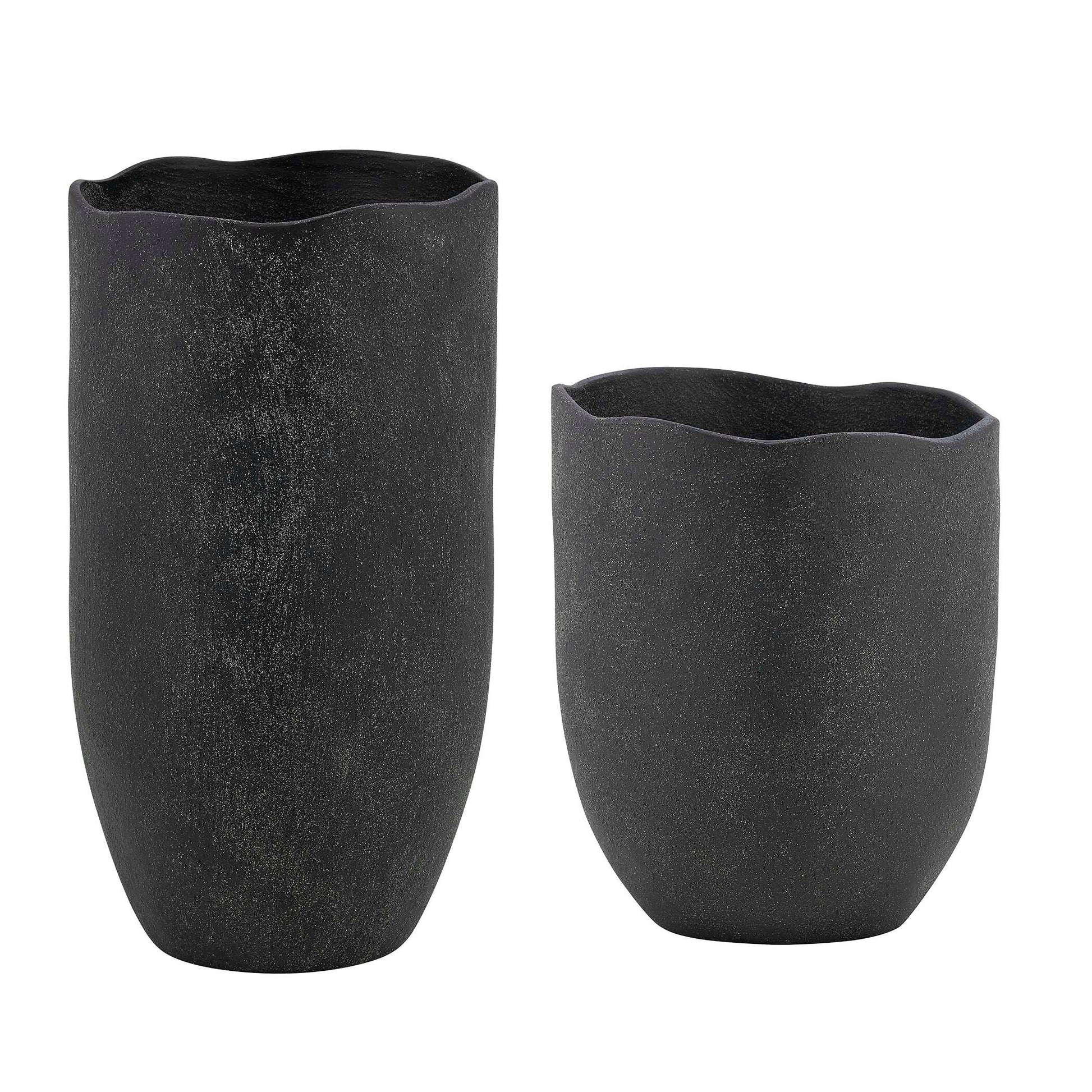 Uttermost Komorebi Indoor-Outdoor Black Vases Set/2