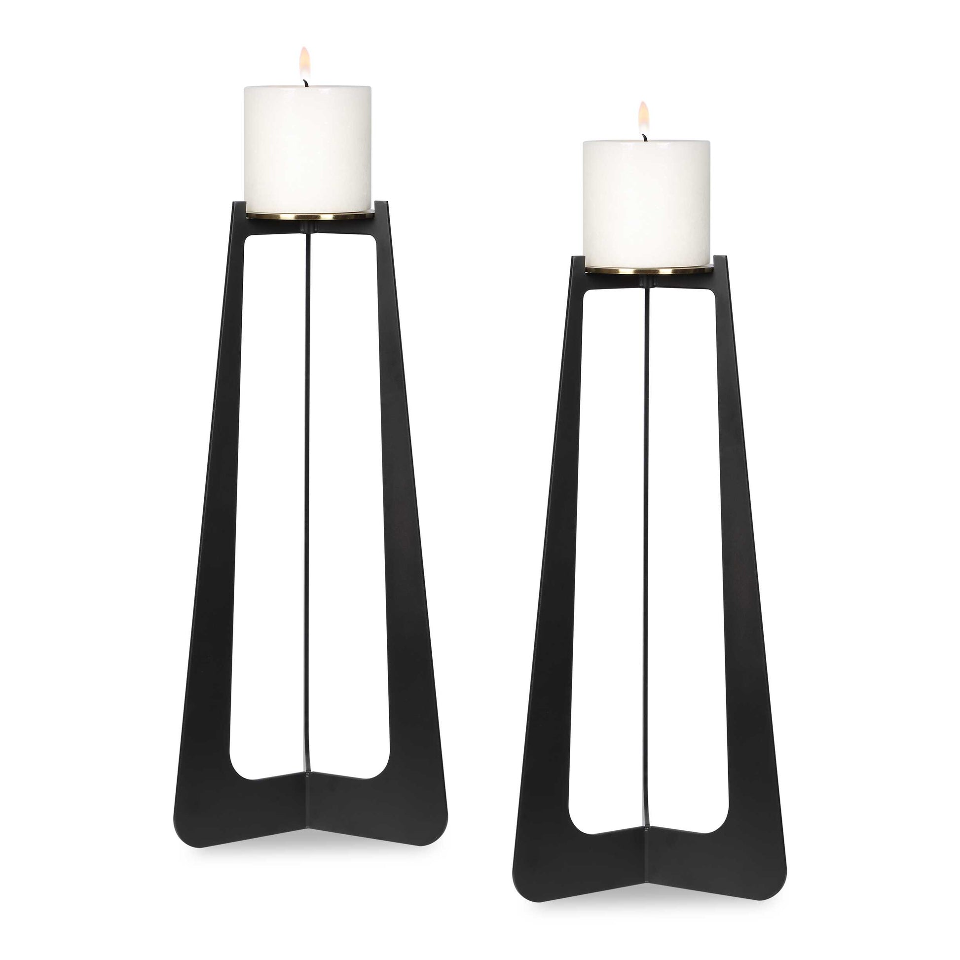 Uttermost Columnar Black Candleholders Set/2