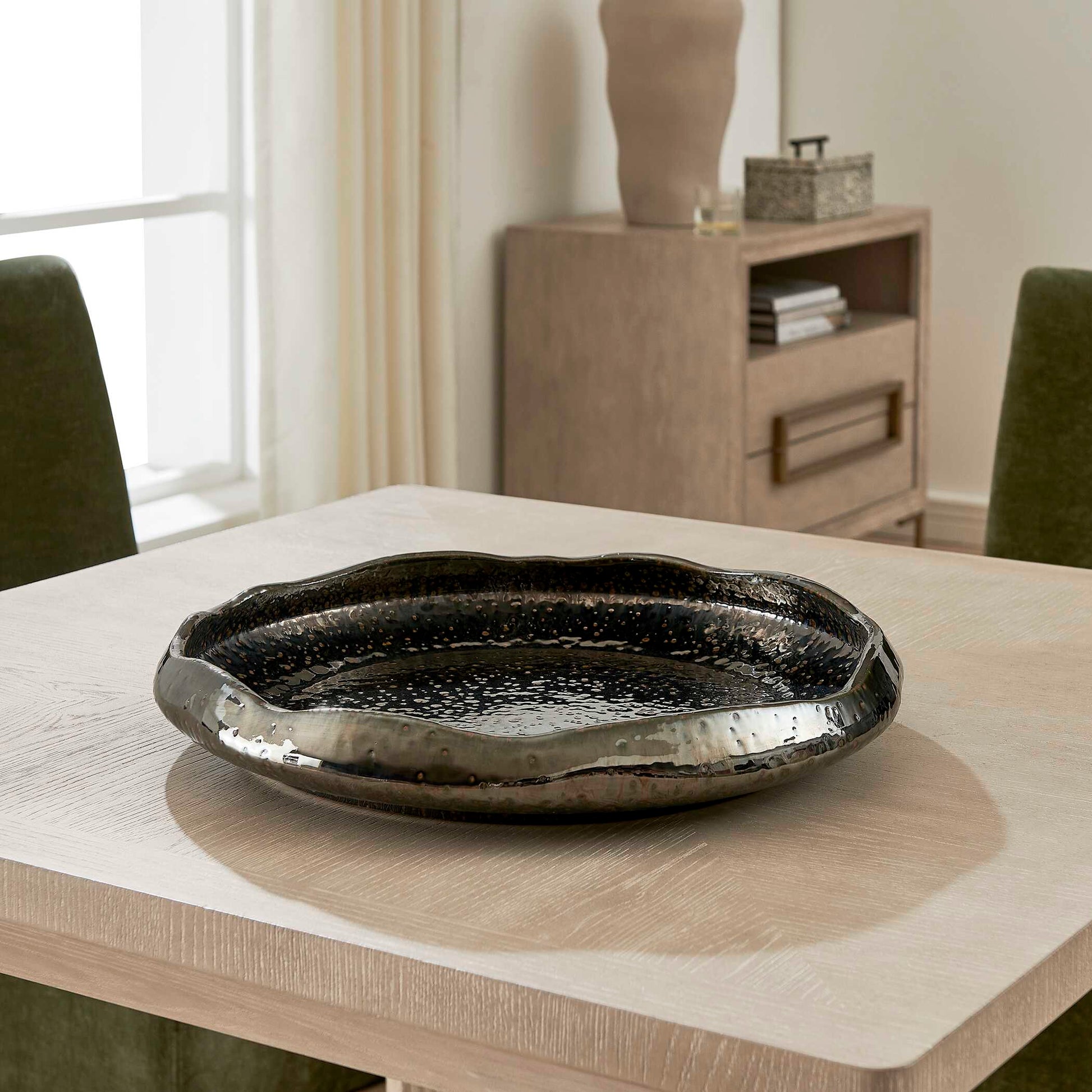 Uttermost Stardust Ripple Indoor-Outdoor Black Bowl