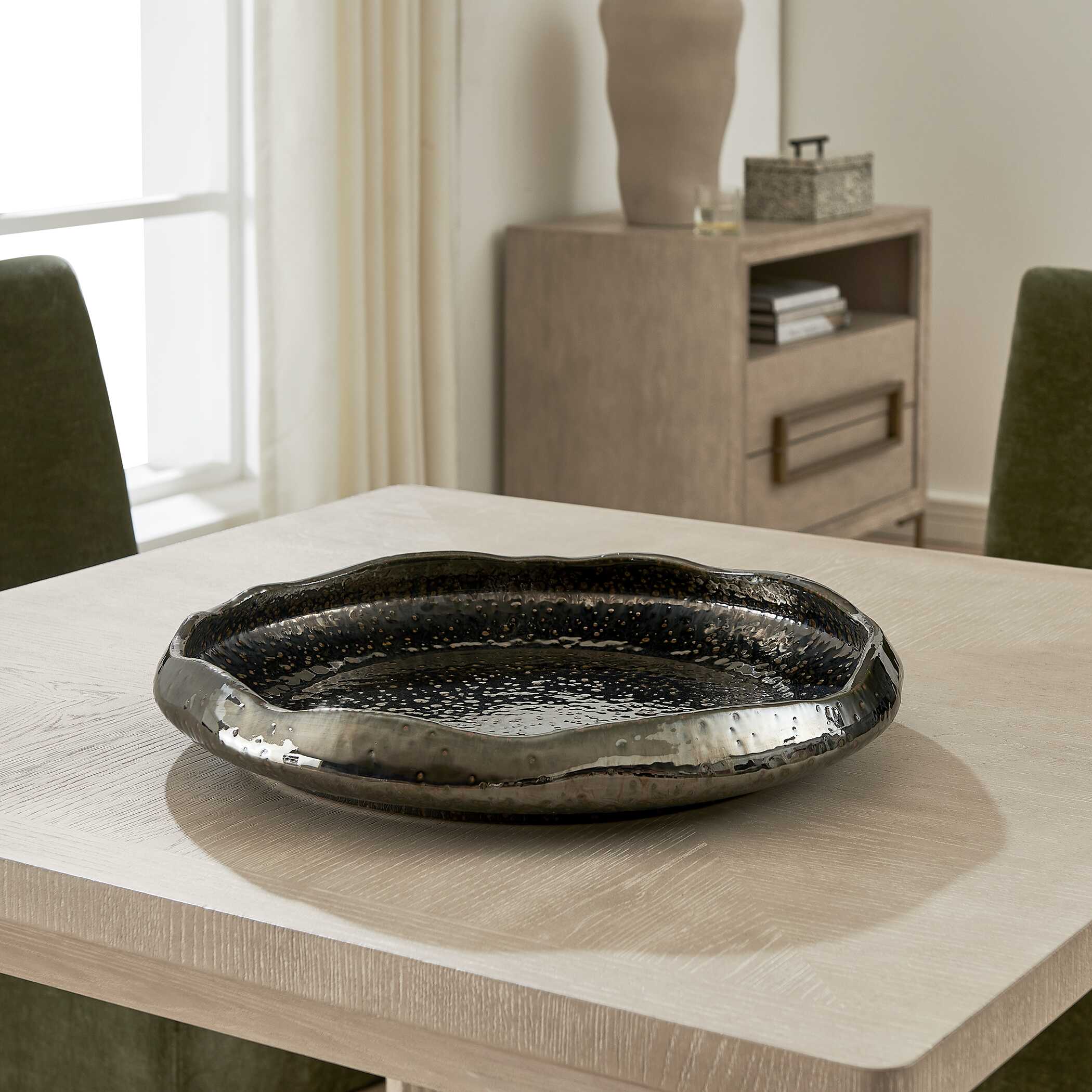 Uttermost Stardust Ripple Indoor-Outdoor Black Bowl
