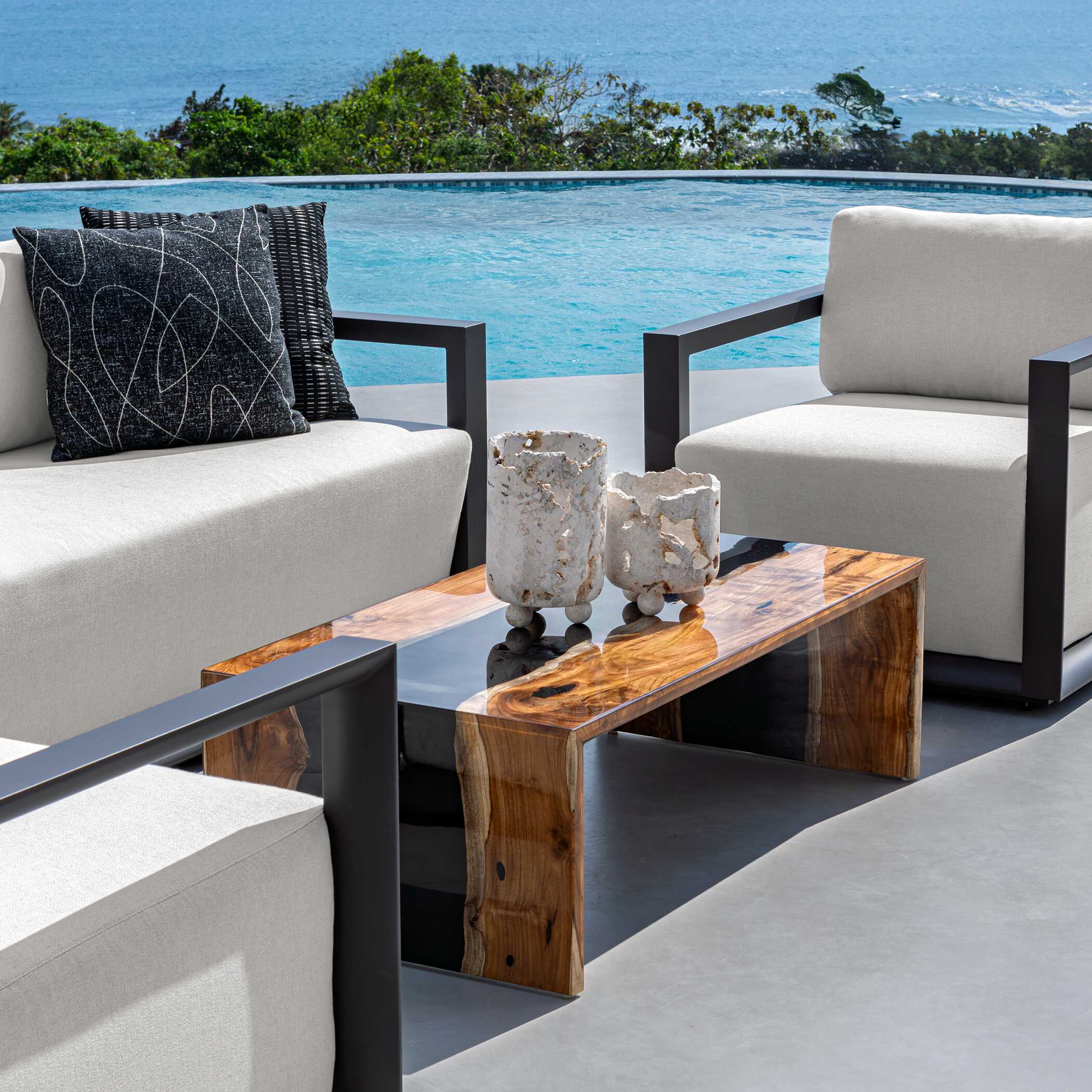 Uttermost Indoor-Outdoor Quarried Stone Candleholders, S/2