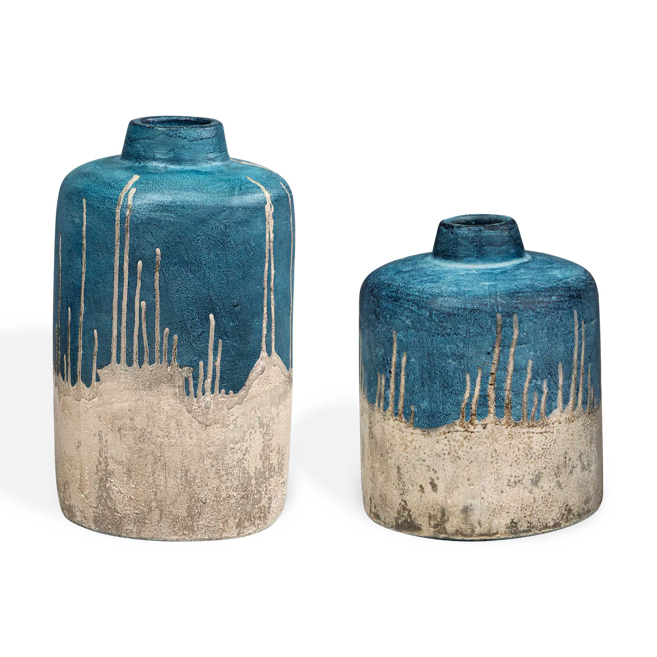 Uttermost Coastal Cascade Indoor-Outdoor Blue Vases, Set/2