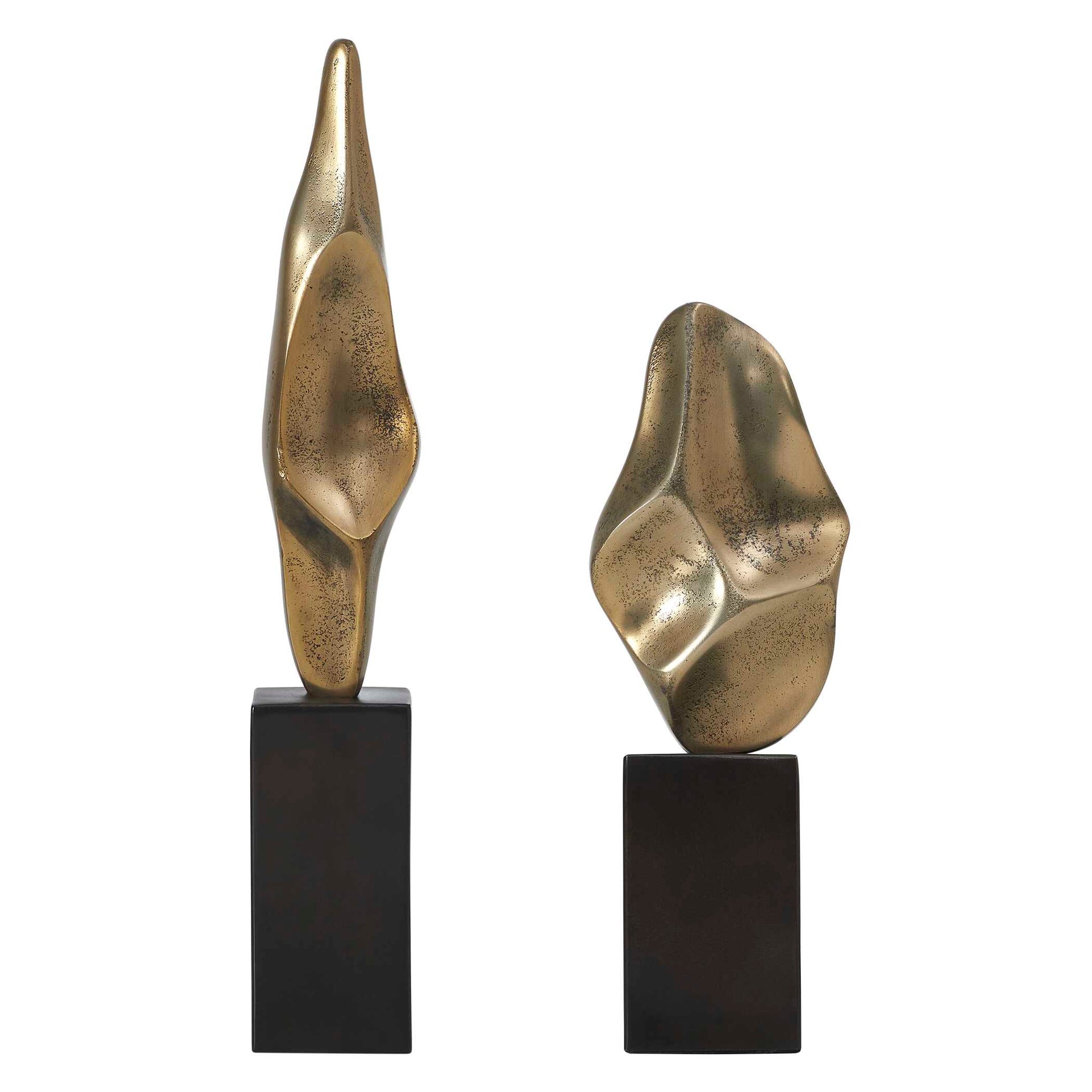 Uttermost Fluid Geometry Gold Sculptures, Set/2