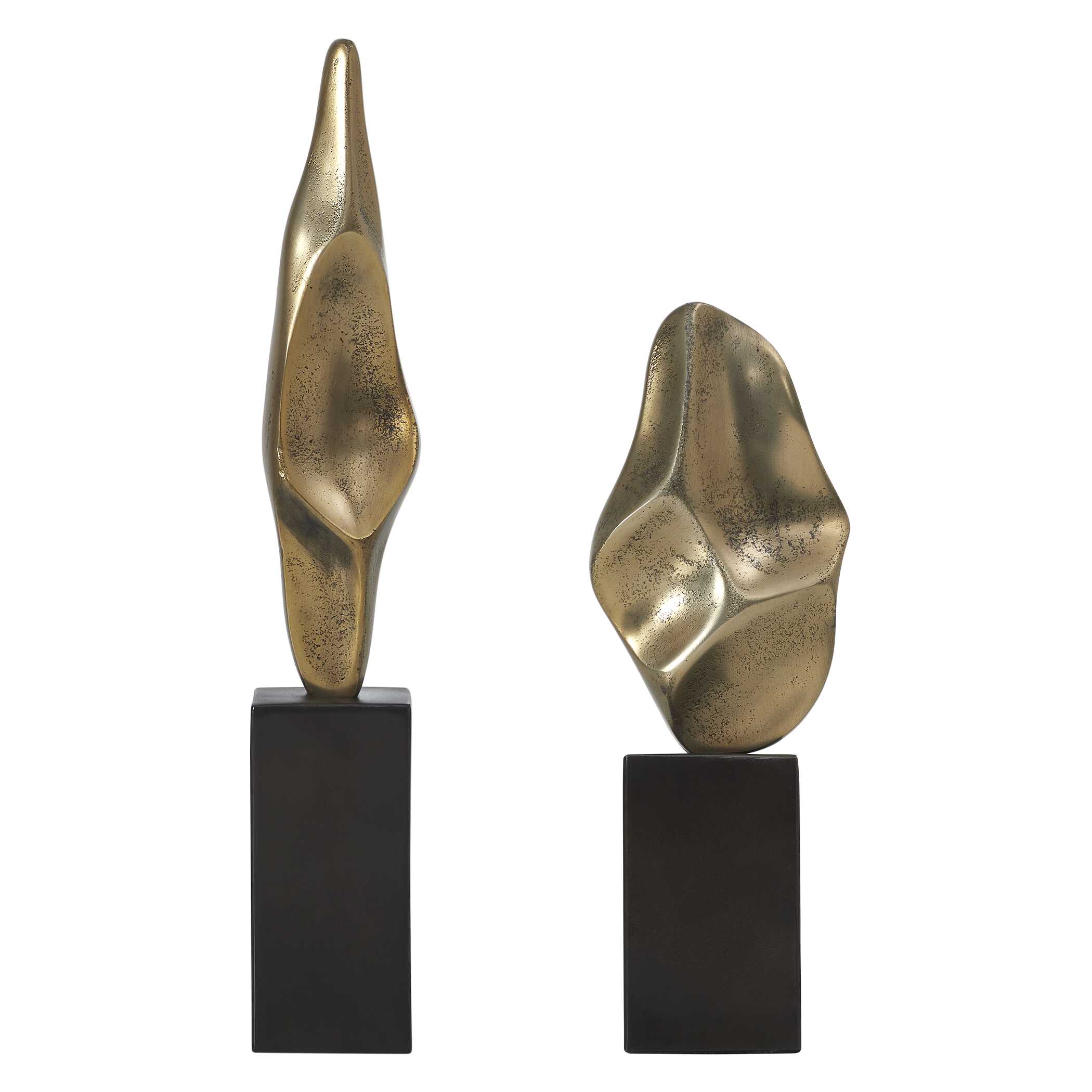 Uttermost Fluid Geometry Gold Sculptures, Set/2