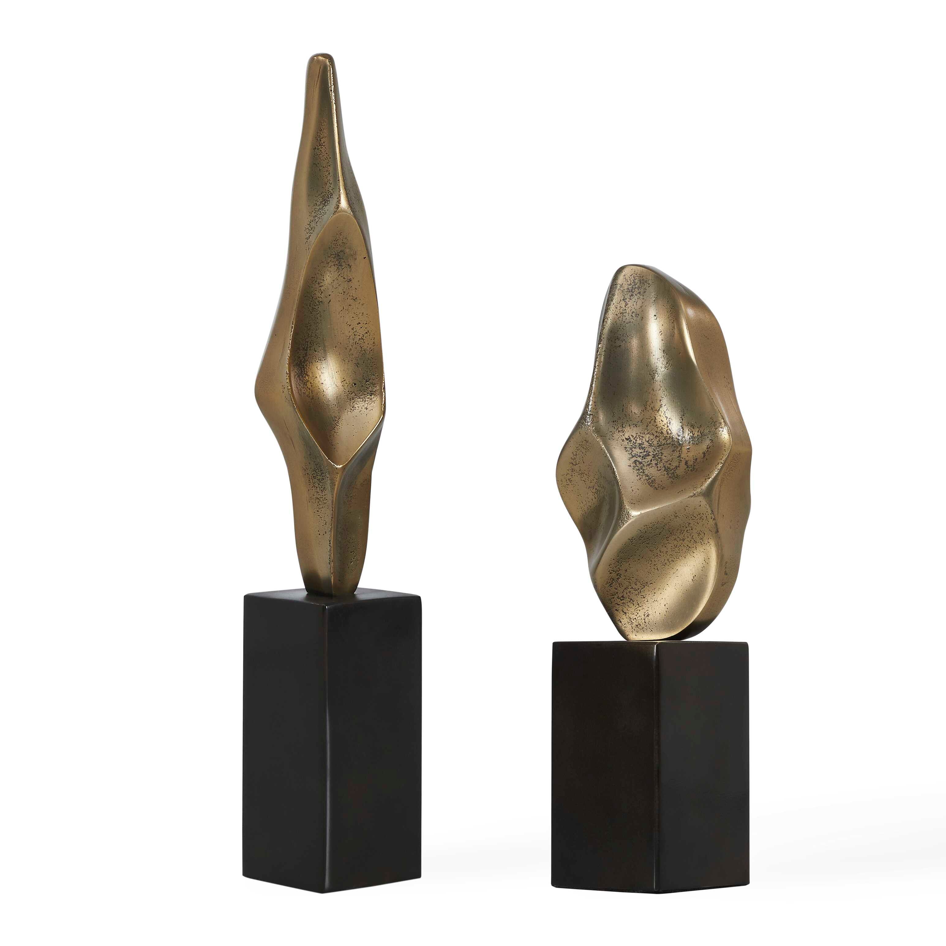 Uttermost Fluid Geometry Gold Sculptures, Set/2