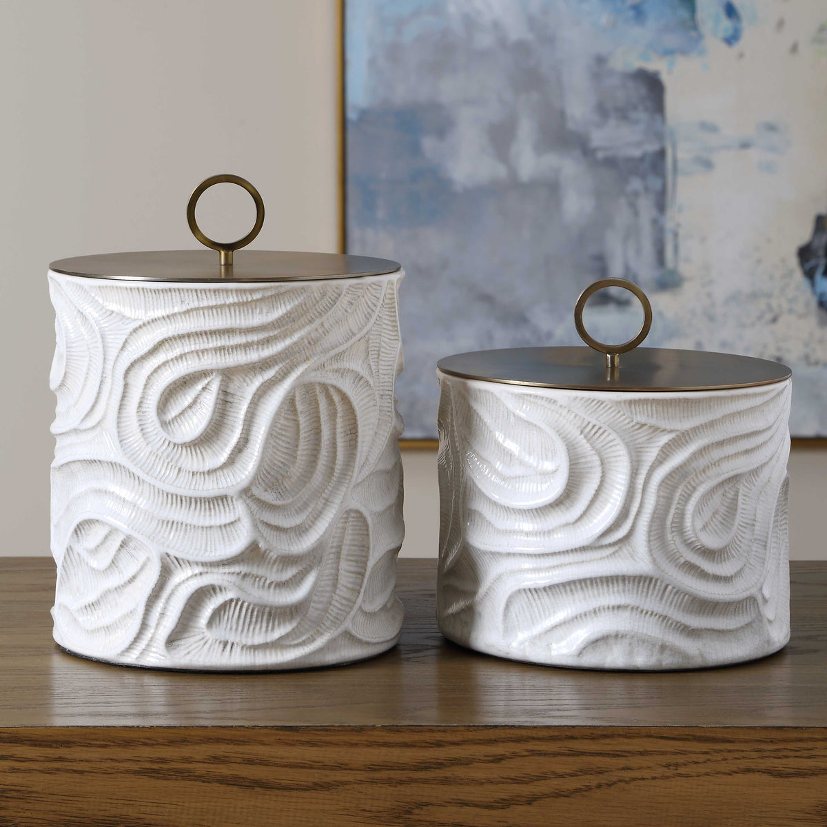 Uttermost Ivory Tide Indoor-Outdoor Canisters, Set/2