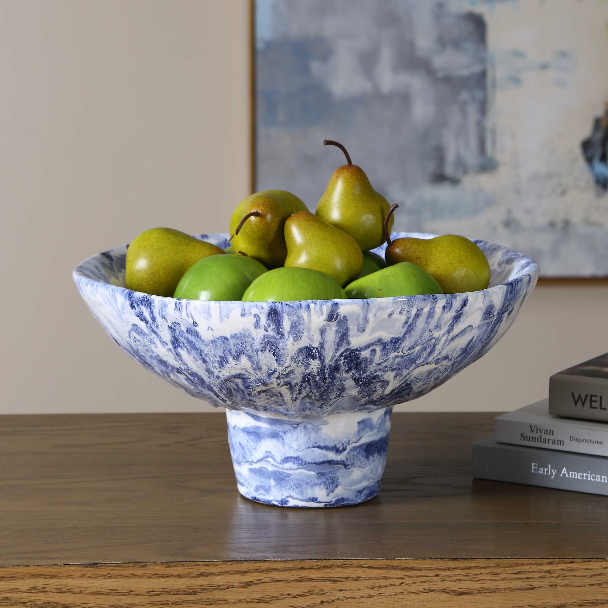 Uttermost Indigo Marble Pedestal Bowl