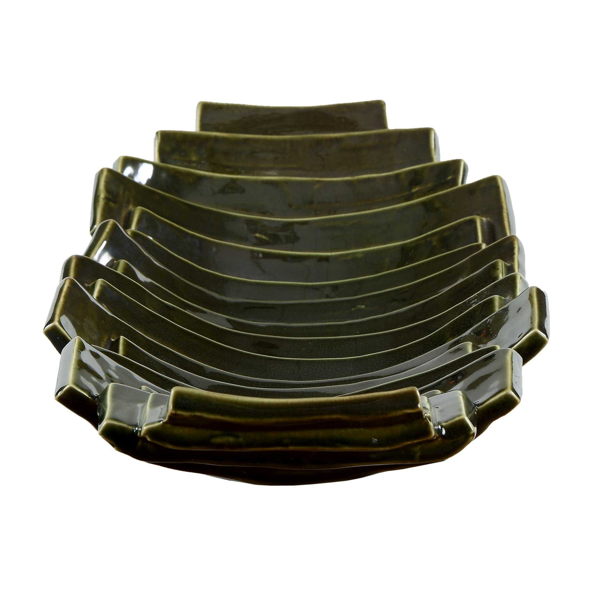 Uttermost Harbor Ridge Olive Green Bowl