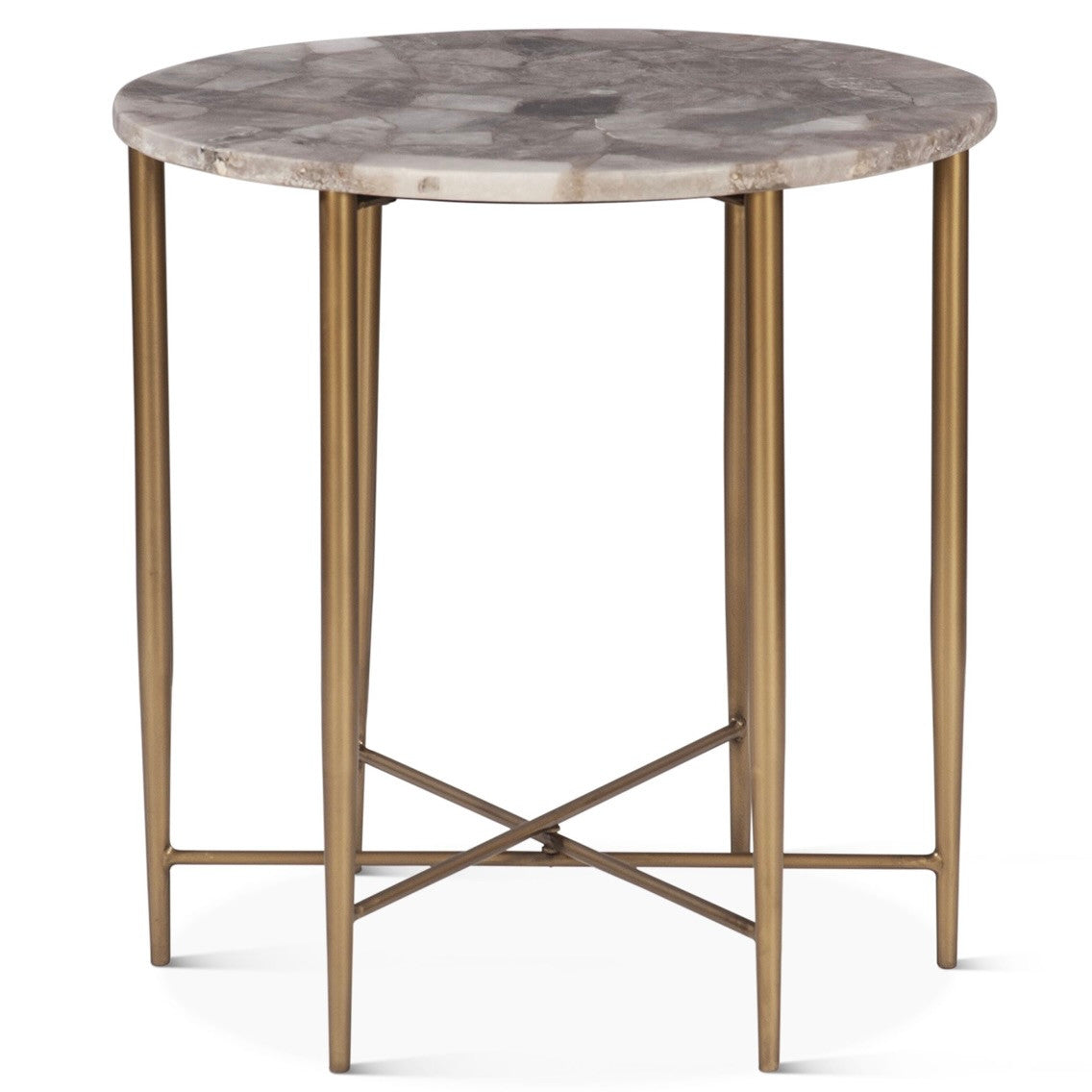 Calico 24" Side Table in Smoky Quartz with Iron Base