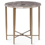 Calico 24" Side Table in Smoky Quartz with Iron Base