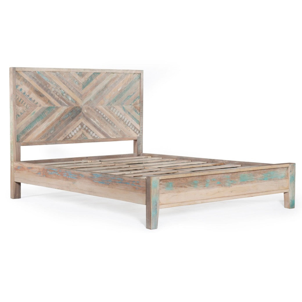 Marseilles Reclaimed Wood King Bed Coastal Mist