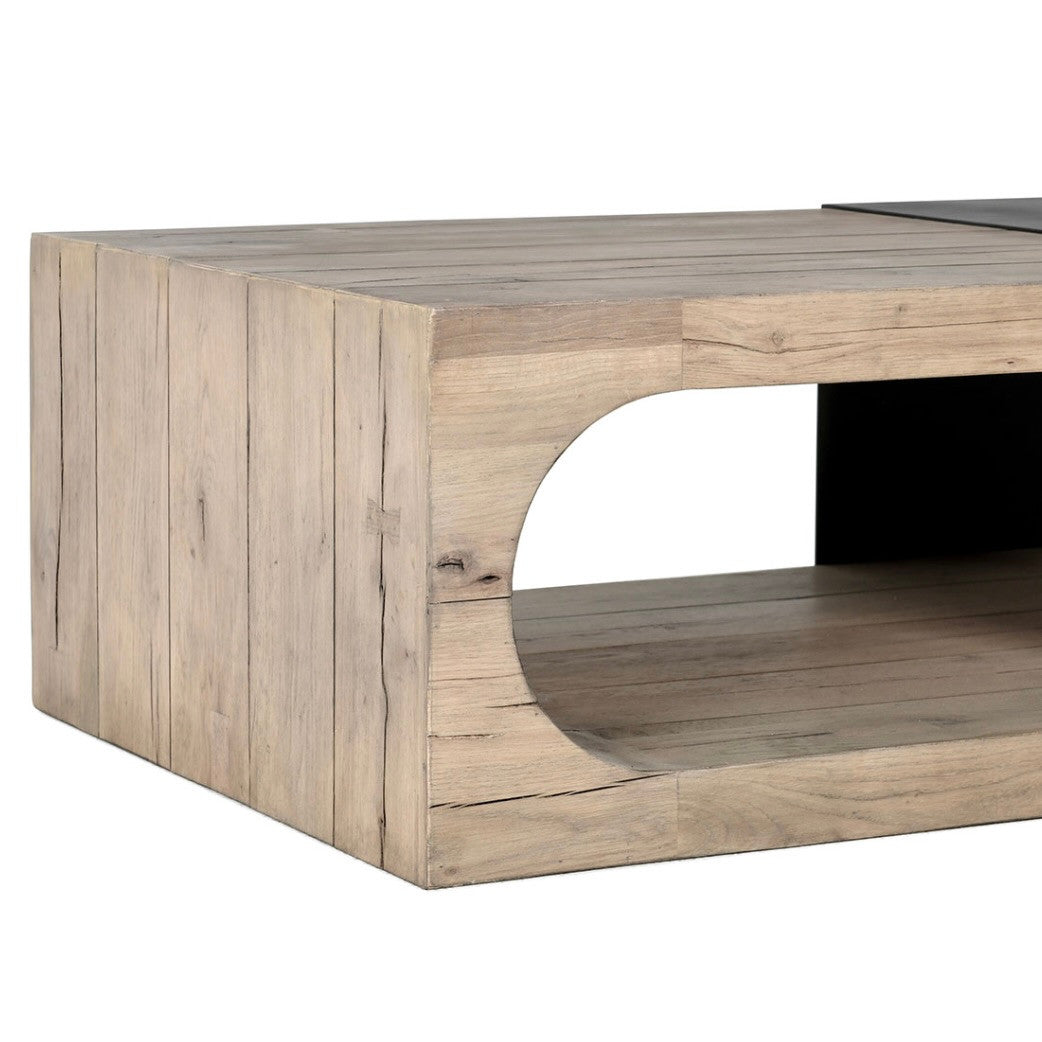 Danica 62" Reclaimed Wood and Iron Coffee Table