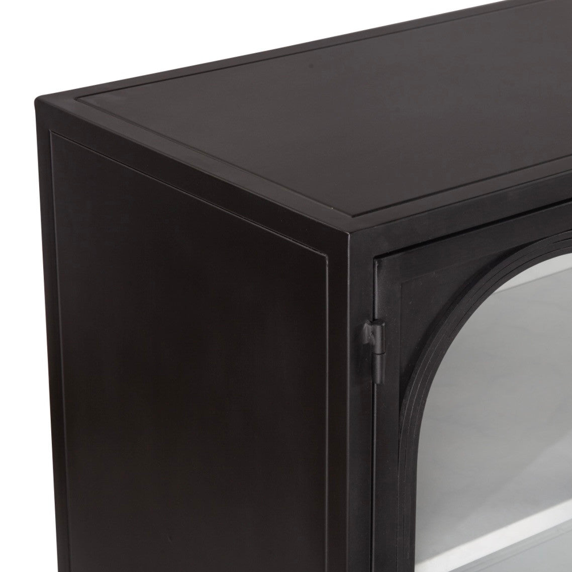 Penelope 63" Iron and Glass Sideboard Matte Black