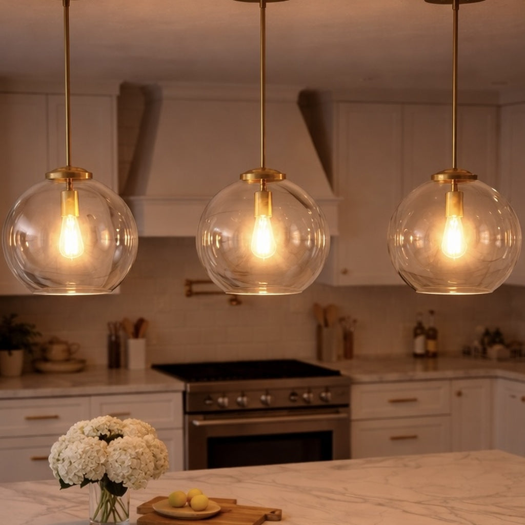 Gleam Pendant Lamp - Satin Brass and Clear Glass