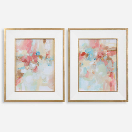 A Touch Of Blush And Rosewood Fences Art, S/2