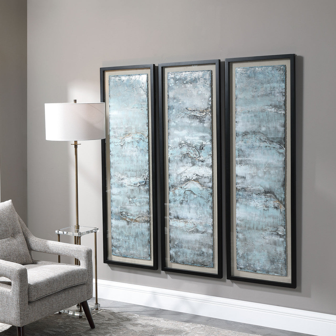 Uttermost Ocean Swell Painted Metal Art, S/3, 3 Cartons