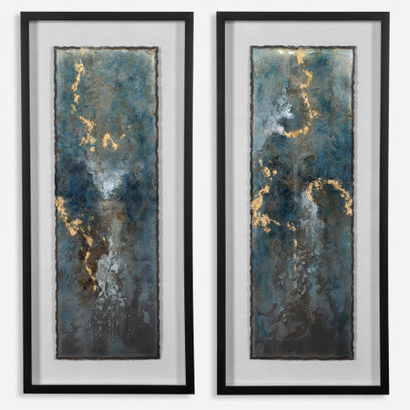 Glimmering Agate Abstract Prints, S/2
