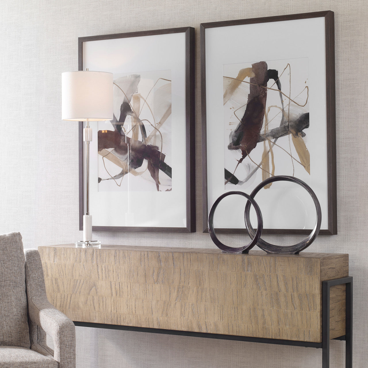 Uttermost Burgundy Interjection Abstract Prints, Set/2