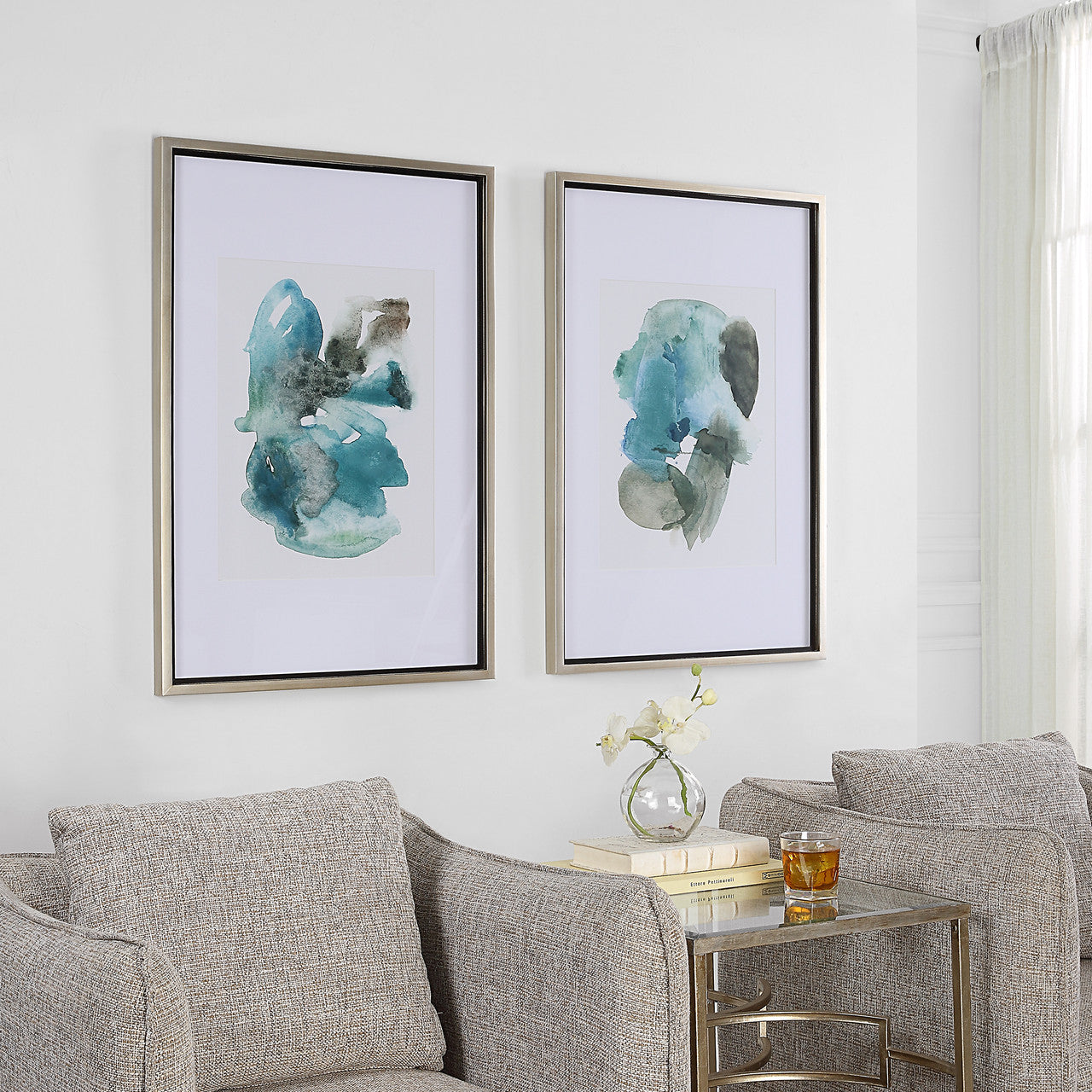 Uttermost Blueprints Watercolor Prints, Set Of 2