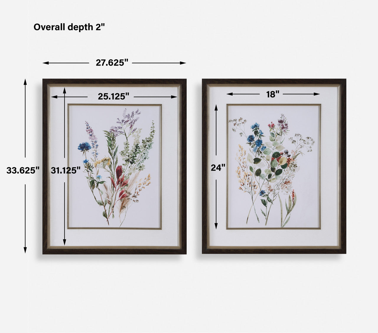 Uttermost Delicate Flowers Framed Prints, S/2