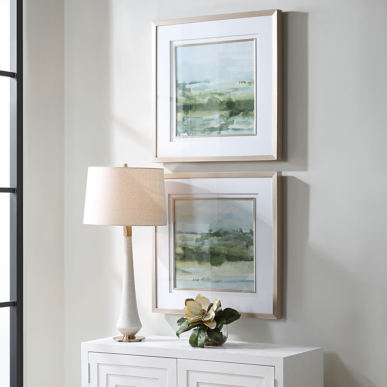 Uttermost Soft Sage Abstract Landscape Prints Set/2