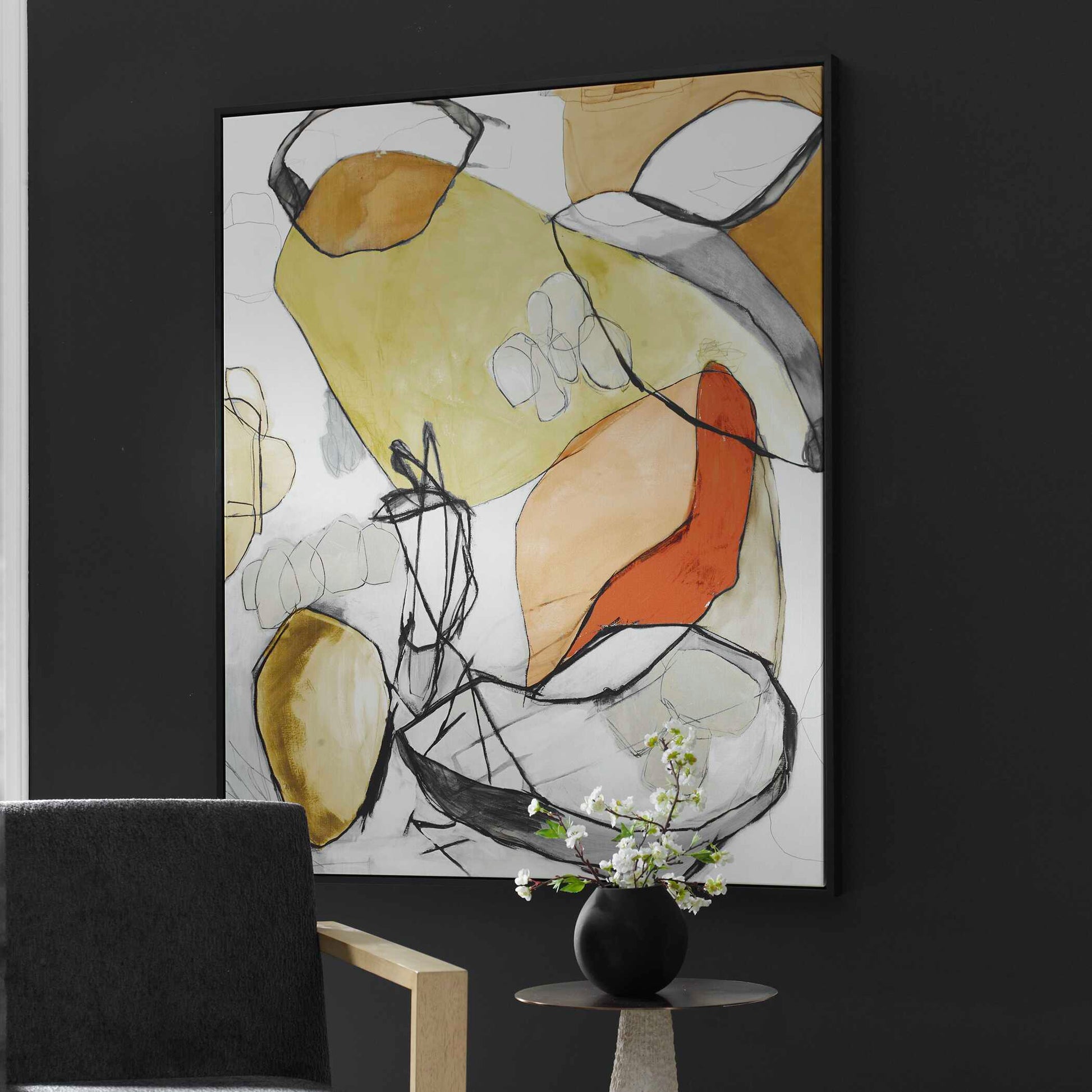 Uttermost Charcoal Improvision Framed Abstract Art