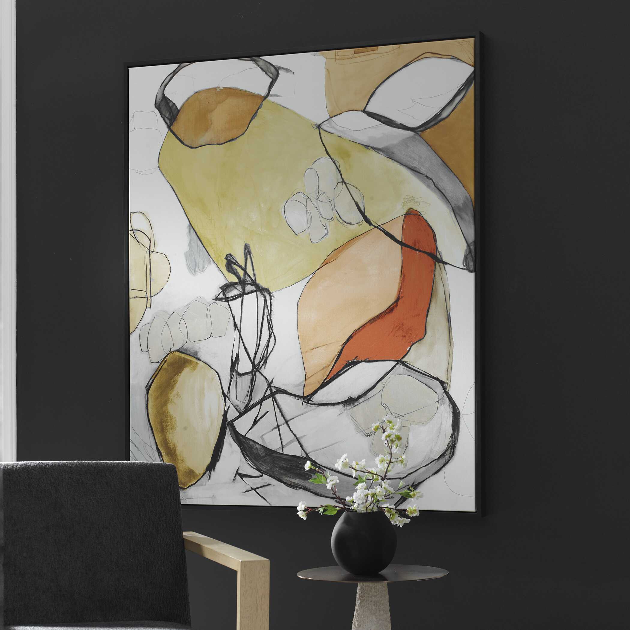 Uttermost Charcoal Improvision Framed Abstract Art