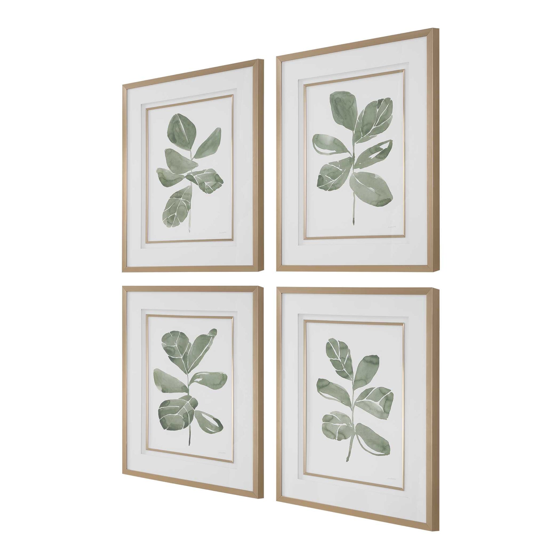 Uttermost Fiddle Head Leaf Botanical Prints Set/4