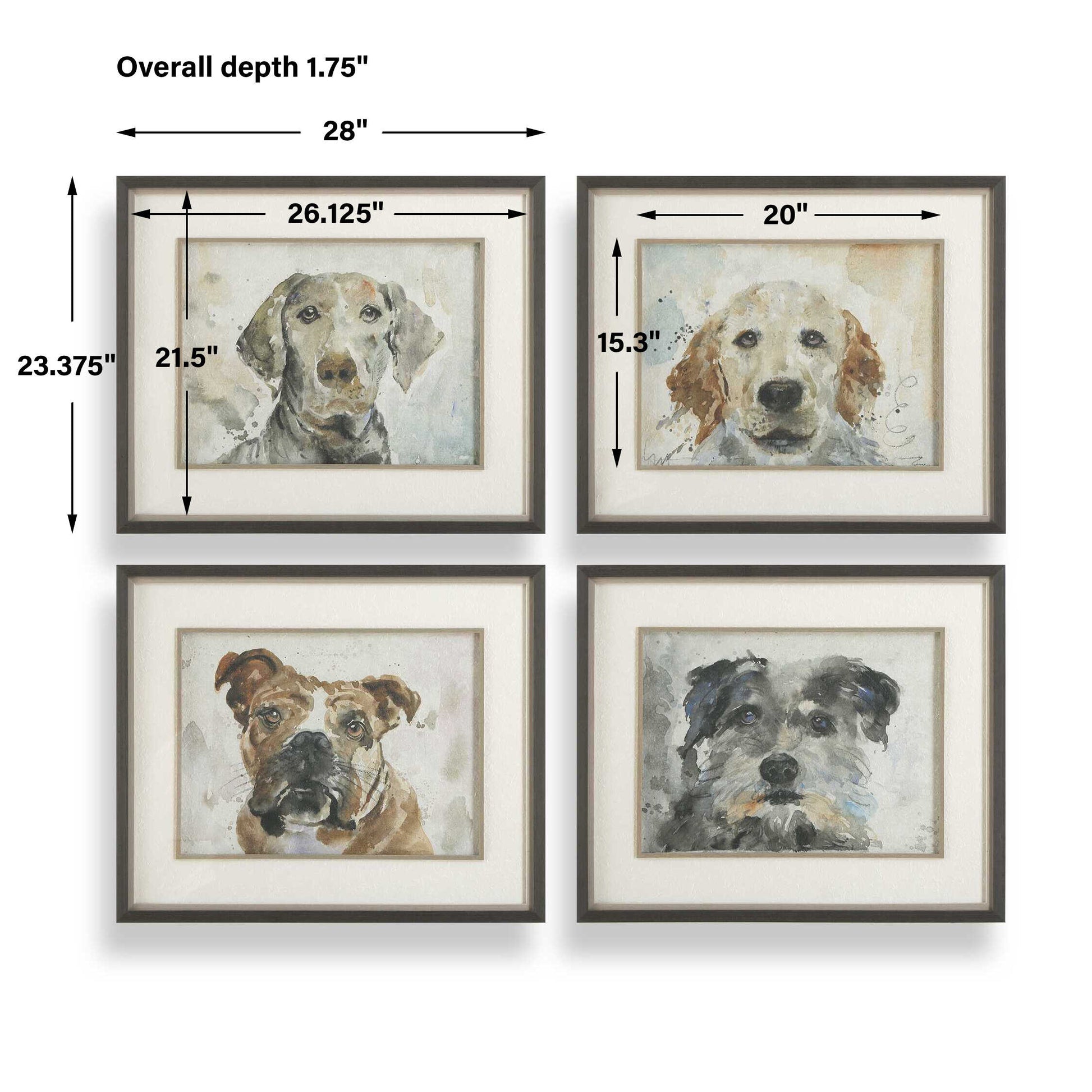 Uttermost Dog Days Framed Prints Set/4
