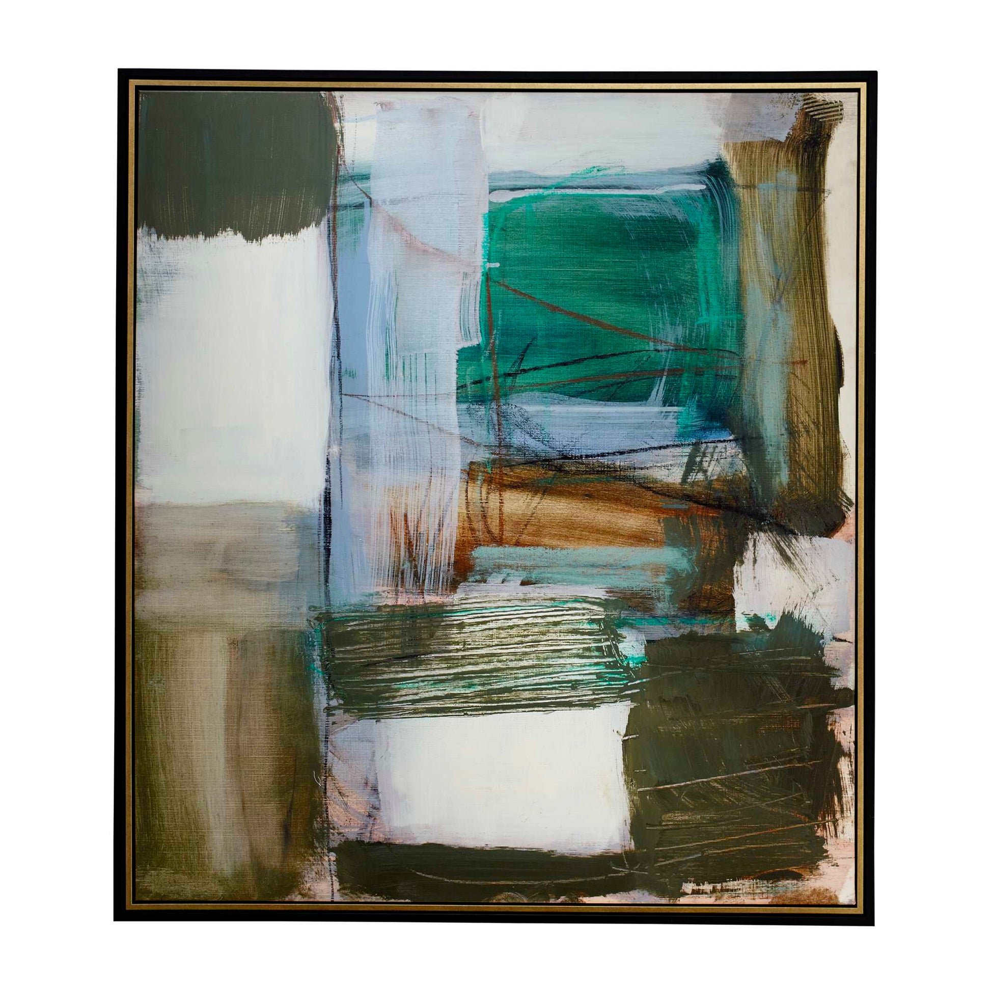 Uttermost Green Fields Framed Abstract Canvas
