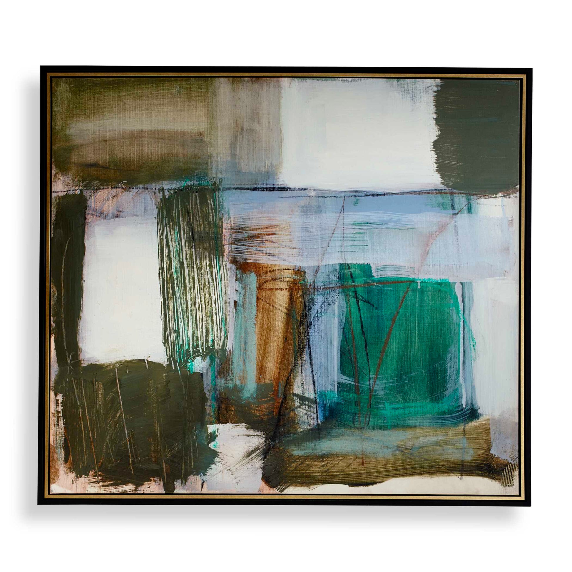 Uttermost Green Fields Framed Abstract Canvas
