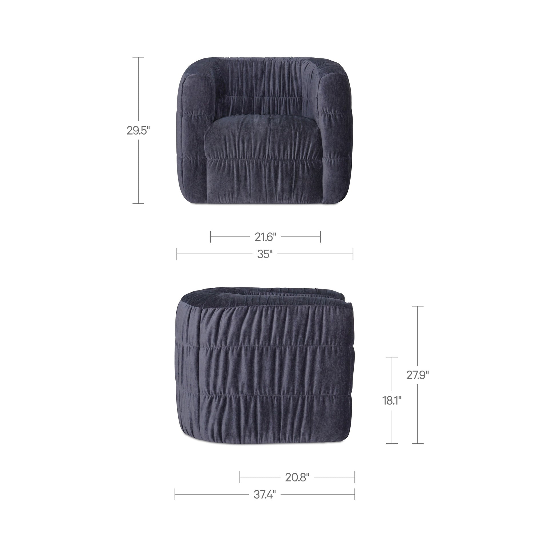 Robson Swivel Chair Navy by Moe's Home Collection - view 3