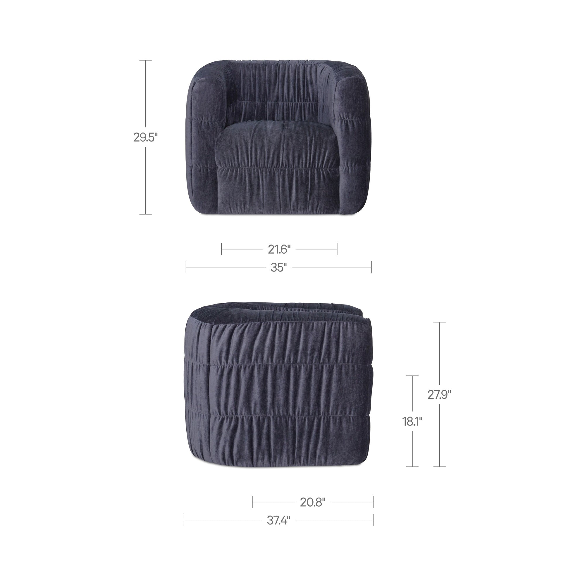 Robson Swivel Chair Navy by Moe's Home Collection - view 3