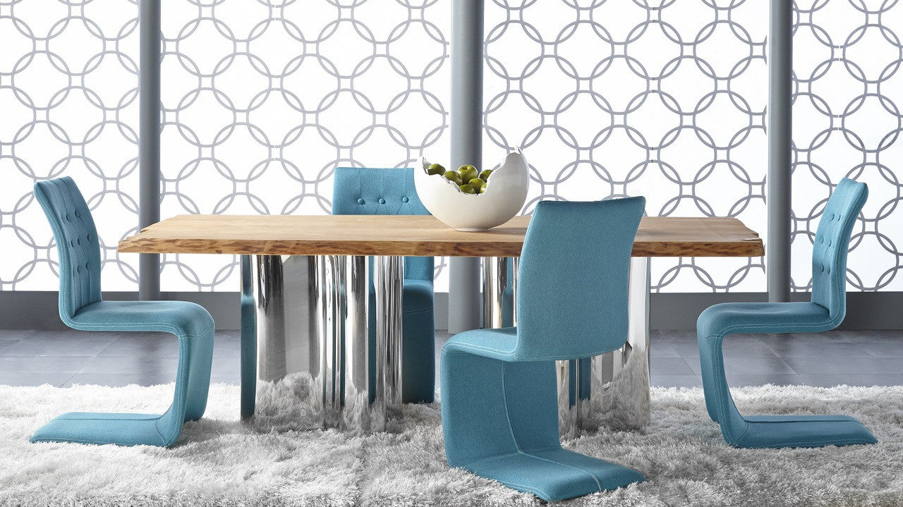 Star International Chrome + Solid Wood Absolute  Dining Room Table