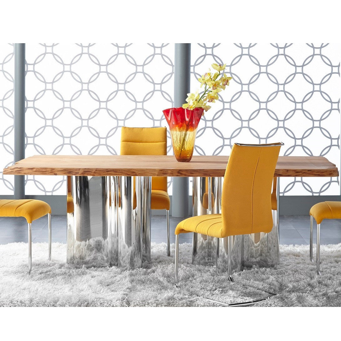 Star International Absolute Chrome + Solid Wood Dining Table