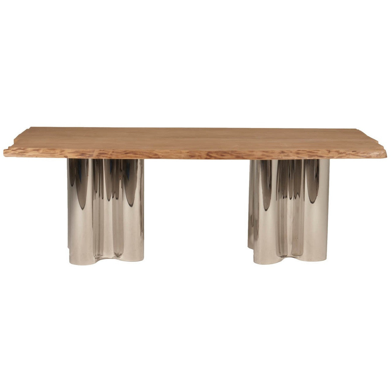 Absolute Chrome + Solid Wood Dining Table