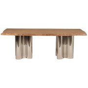 Absolute Chrome + Solid Wood Dining Table