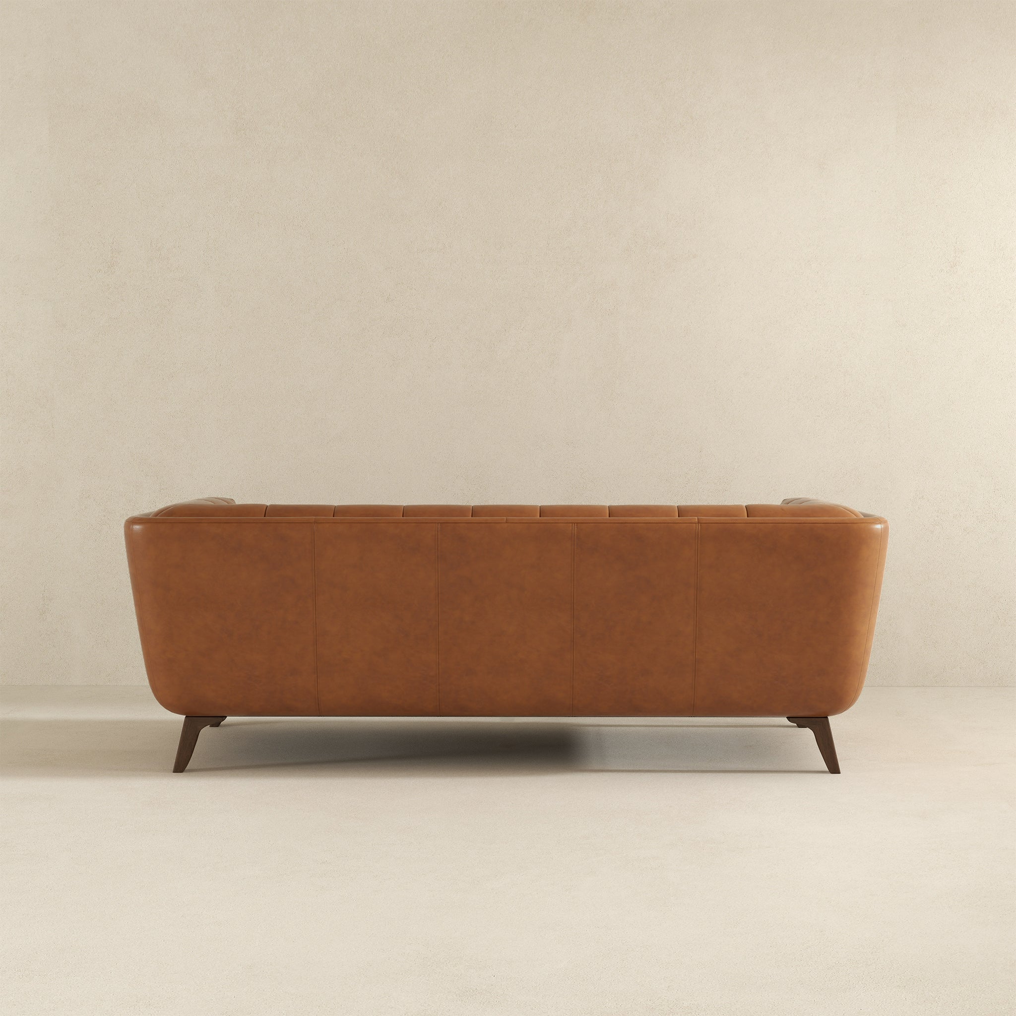 Addison Mid-Century Modern 86" Genuine Leather Sofa in Cognac