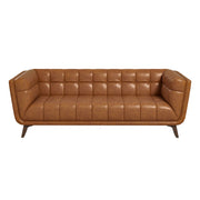 Addison Mid-Century Modern 86" Genuine Leather Sofa in Cognac