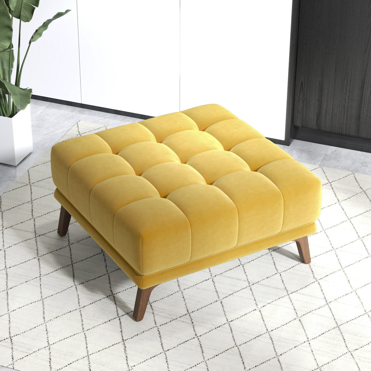 Addison Square Upholstered Ottoman - Yellow