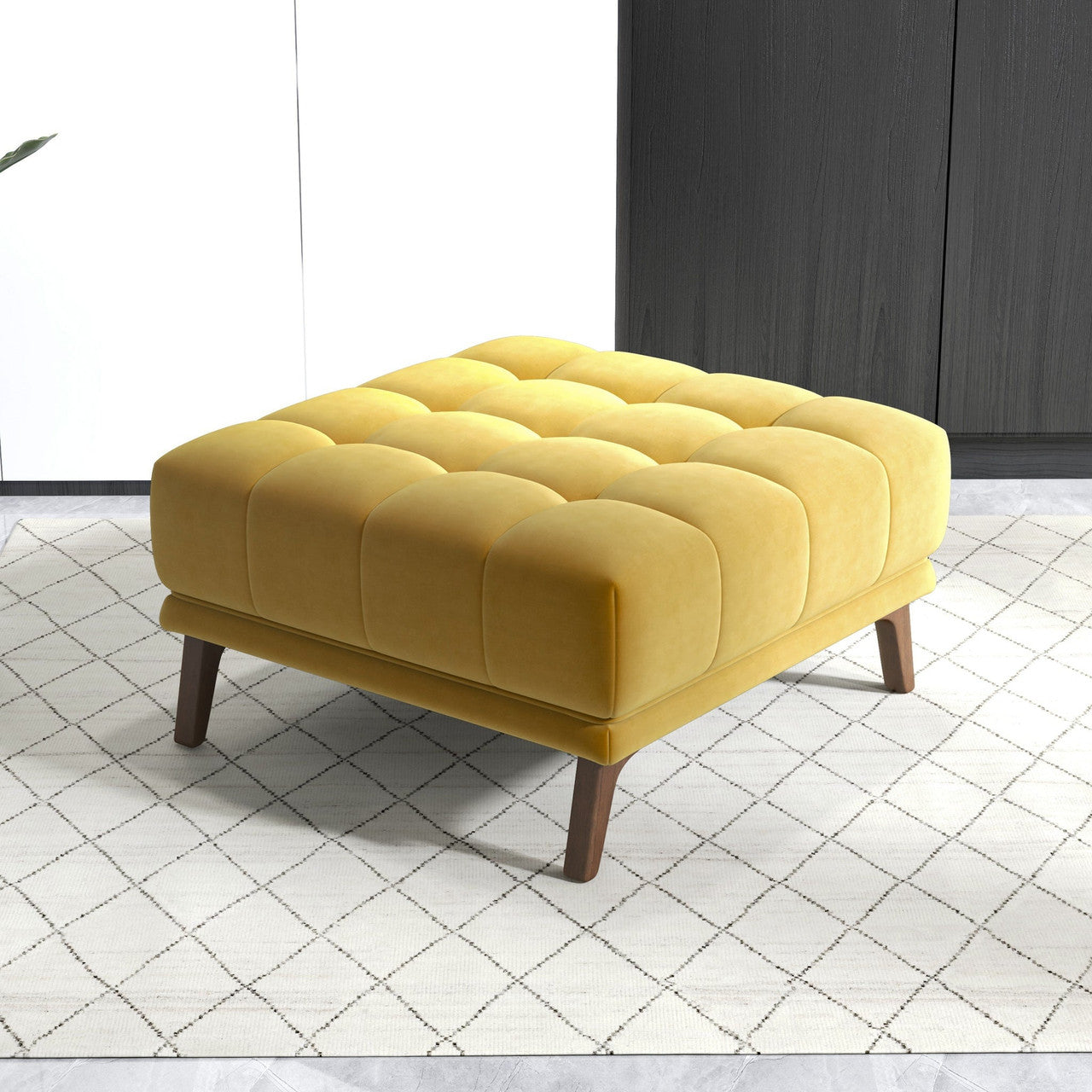 Addison Square Upholstered Ottoman - Yellow