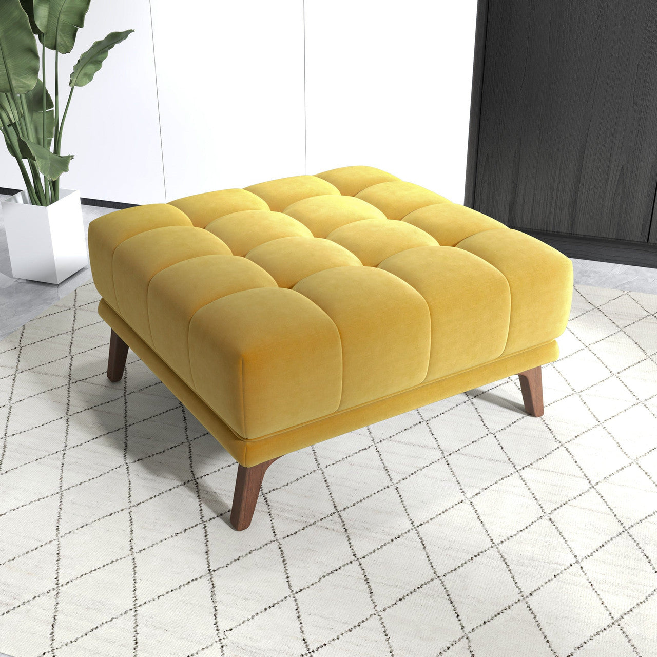 Addison Square Upholstered Ottoman - Yellow
