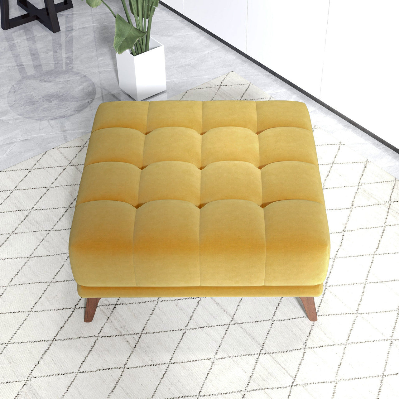 Addison Square Upholstered Ottoman - Yellow