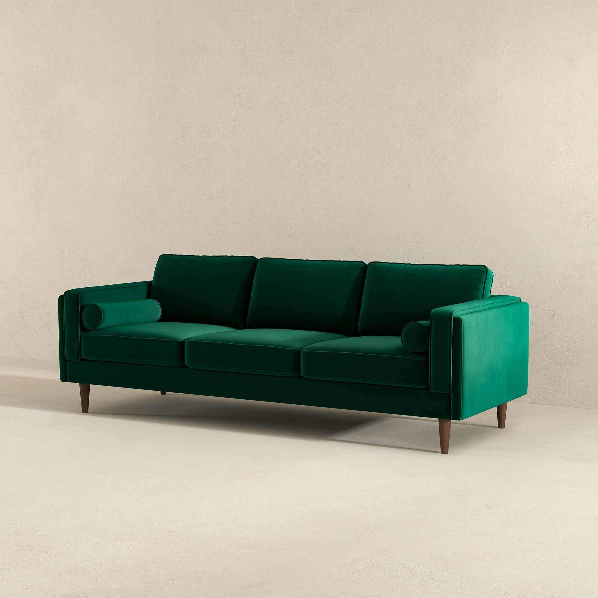 Amber Mid-Century Modern Dark Green Luxury Velvet Sofa