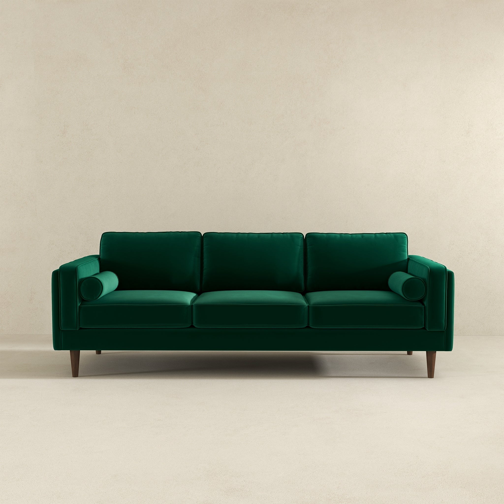 Amber Mid-Century Modern Dark Green Luxury Velvet Sofa