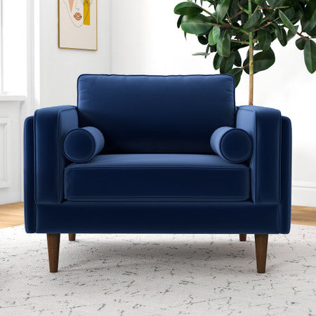 Amber Lounge Chair (Navy Blue Velvet) - 41.3"